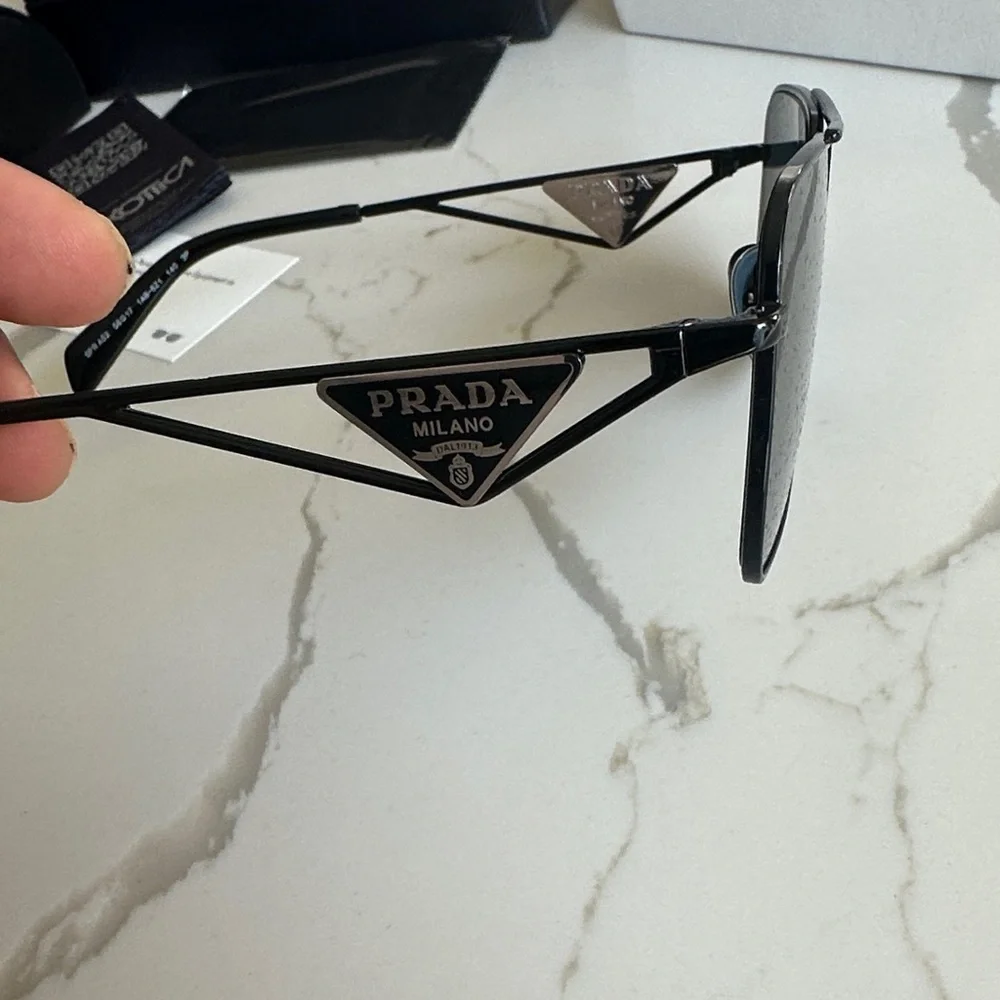 Prada Black Rectangular Sunglasses - Picture 6 of 12